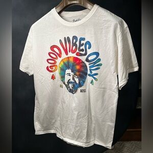 Bob Ross Good Vibes Only T-Shirt Large 100% Cotton